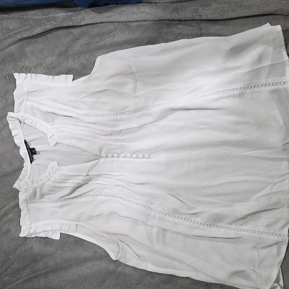 Zac & Rachel White Ruffle Trim Blouse
